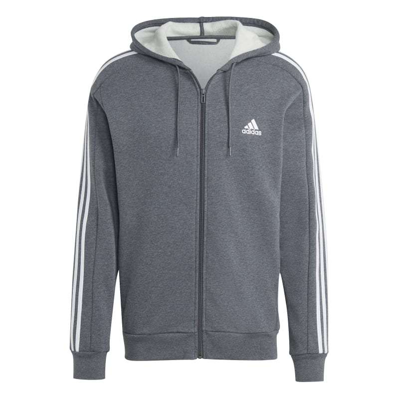 adidas Essentials 3-Streifen Full-Zip Hoodie Herren - grau/weiß