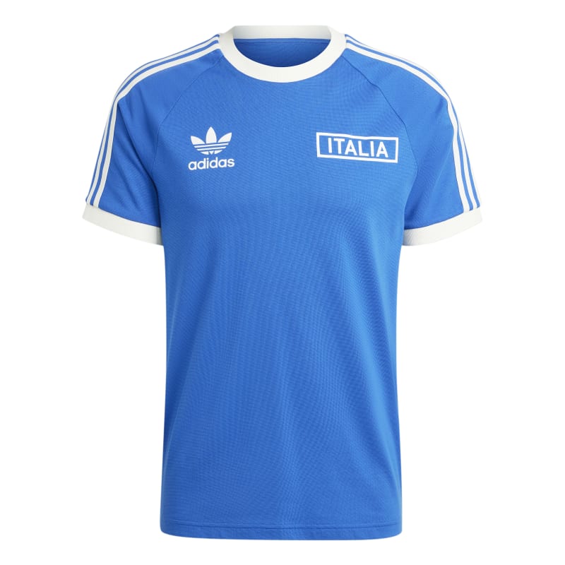 adidas Italien Adicolor Classics 3 Streifen T Shirt EURO24 Herren blau weiB IU2123