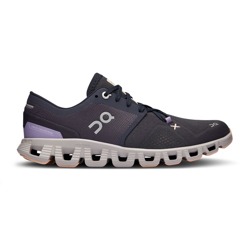 On Cloud X 3 Laufschuhe Damen - grau/lila