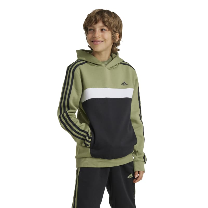 adidas Tiberio 3-Streifen Colorblock Hoodie Kinder - grün/schwarz/weiß