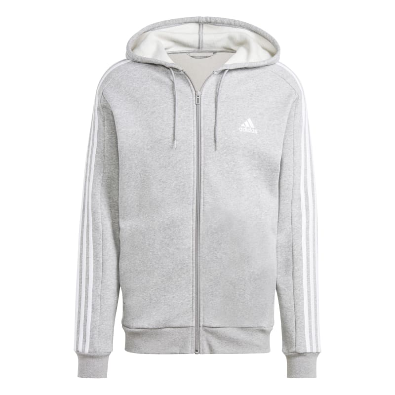 adidas Essentials 3-Streifen Full-Zip Hoodie Herren - hellgrau/weiß