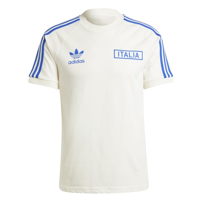 adidas Italien Adicolor Classics 3-Streifen T-Shirt EURO24 Herren - weiß/blau