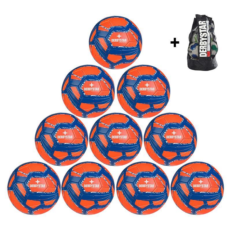 10x Derbystar Street Soccer v24 Fußball + Ballsack - orange/blau/weiß