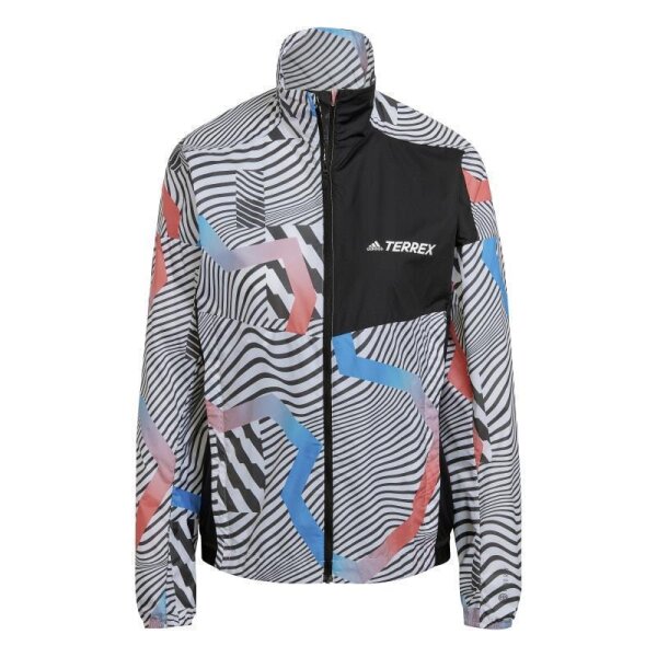 adidas Terrex Trail Running Printed Windbreaker Jacke Damen - weiß/schwarz