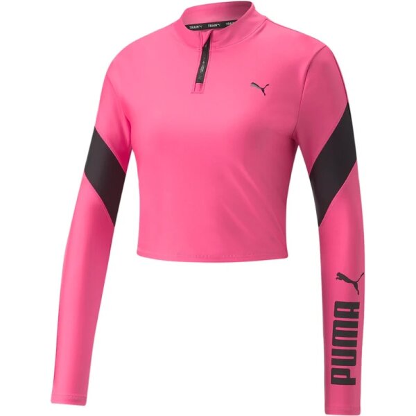 Puma Fit Eversculpt Half-Zip Crop Top Damen - pink/schwarz