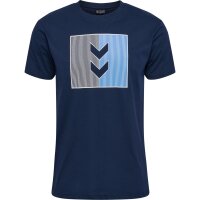 hummel Hmlactive Stripe Co Tee S/S Herren - dress blues