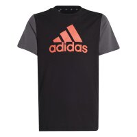 adidas Essentials Big Logo Colorblock Cotton T-Shirt Kinder - schwarz/grau/rot