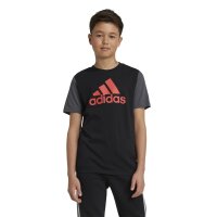 adidas Essentials Big Logo Colorblock Cotton T-Shirt Kinder - schwarz/grau/rot