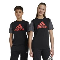 adidas Essentials Big Logo Colorblock Cotton T-Shirt Kinder - schwarz/grau/rot