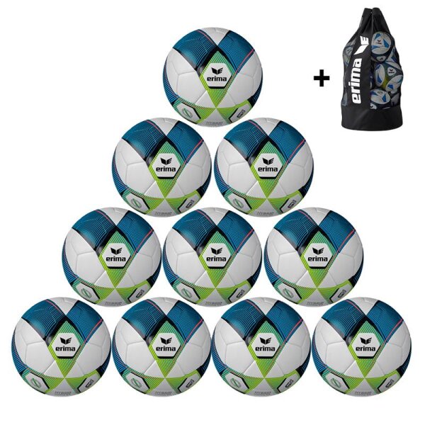 10x Erima Hybrid Training 2.0 Fußball Gr.5 + Ballsack - blau