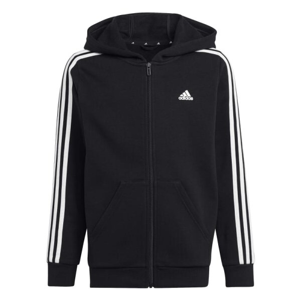 adidas Essentials 3-Streifen Fleece Full-Zip Hoodie Kinder - schwarz/weiß