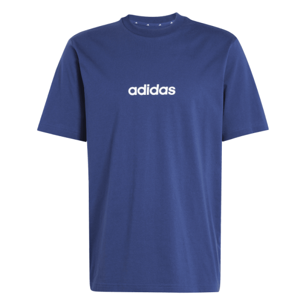 adidas Essentials Linear T-Shirt Herren - blau/weiß