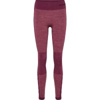 hummel Hmlclea Seamless Mid Waist Leggins Damen - grape wine/crushed berry mel