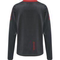 hummel Hmlaction Poly Half Zip Sweat Damen - ebony/flame scarlet