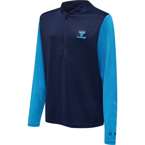 hummel Hmlongrid 1/2 Zip Poly Sweat Kinder - marine/atomic blue