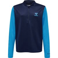 hummel Hmlongrid 1/2 Zip Poly Sweat Kinder - marine/atomic blue