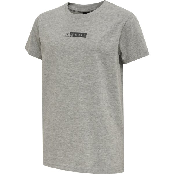 hummel Hmloffgrid Tee S/S Kinder - grey melange/forged iron