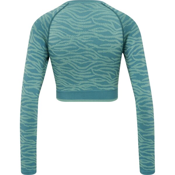 hummel Hmlmt Saga Seamless Crop T-Shirt Ls Damen - north atlantic/blue surf melan